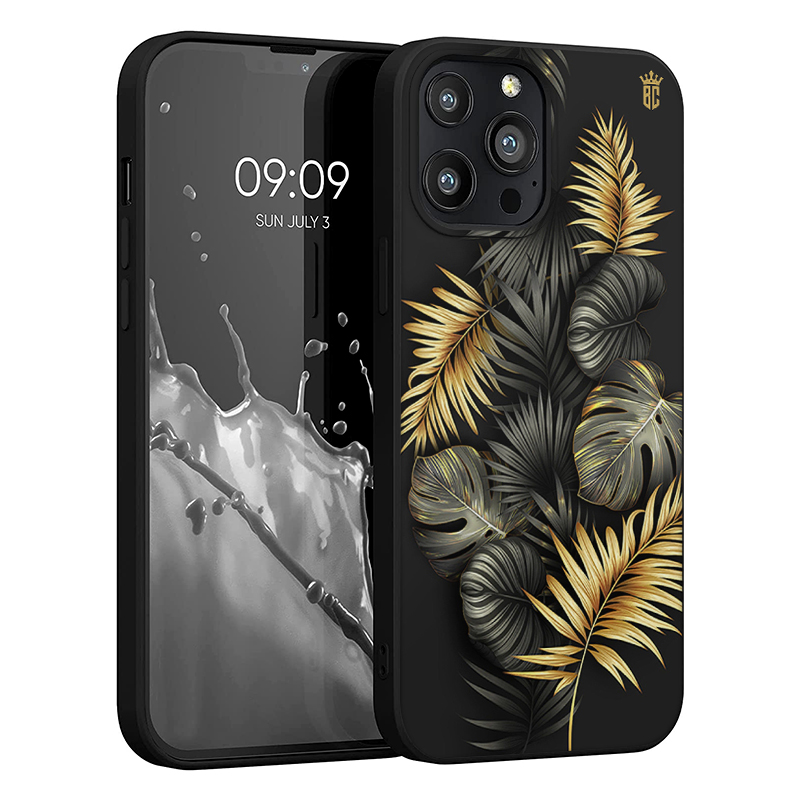 Θήκη Premium Apple iphone 13 Pro Max Tropical Black Gold Μαύρη