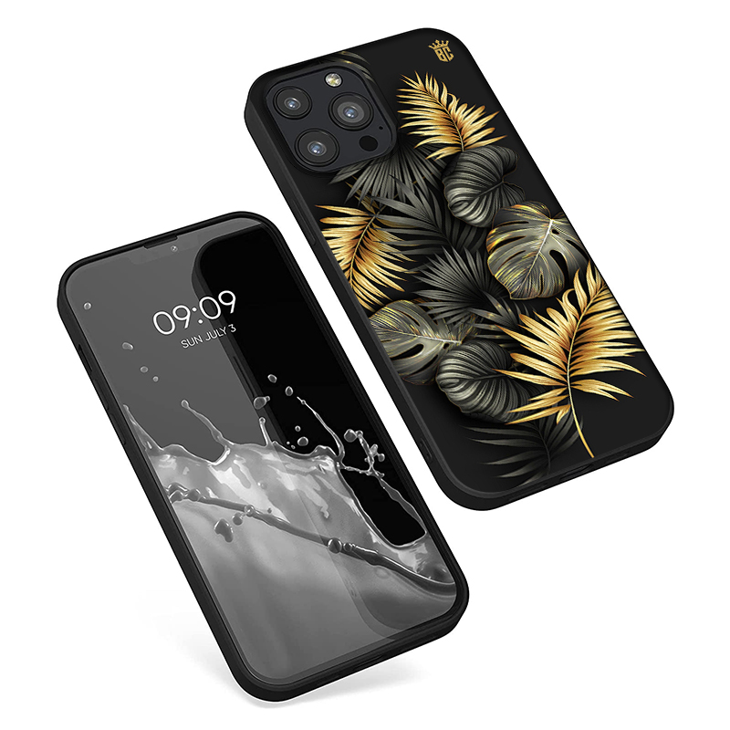 Θήκη Premium Apple iphone 13 Pro Max Tropical Black Gold Μαύρη - Image 2