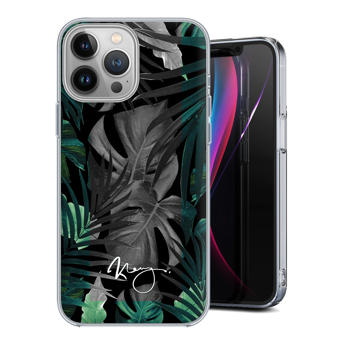 Θήκη Back Cover Apple iphone 13 Pro Max Flowers Gray Green