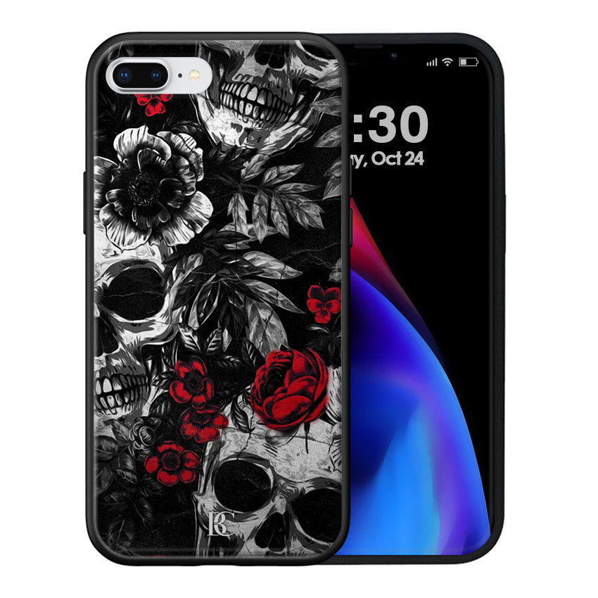 Θήκη Premium Apple iPhone 7 Plus 8 Plus Skull Flowers