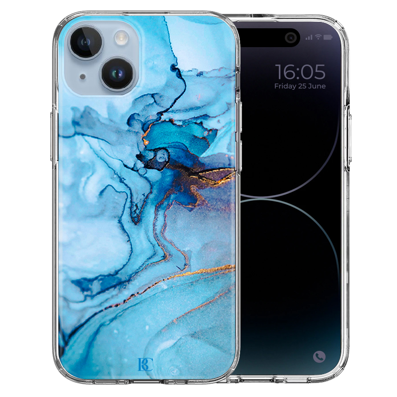 Θήκη Back Cover Apple iphone 14 Marble Blue Gold