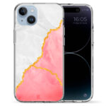 Θήκη Back Cover Apple iphone 14 Marble Pink Gold White