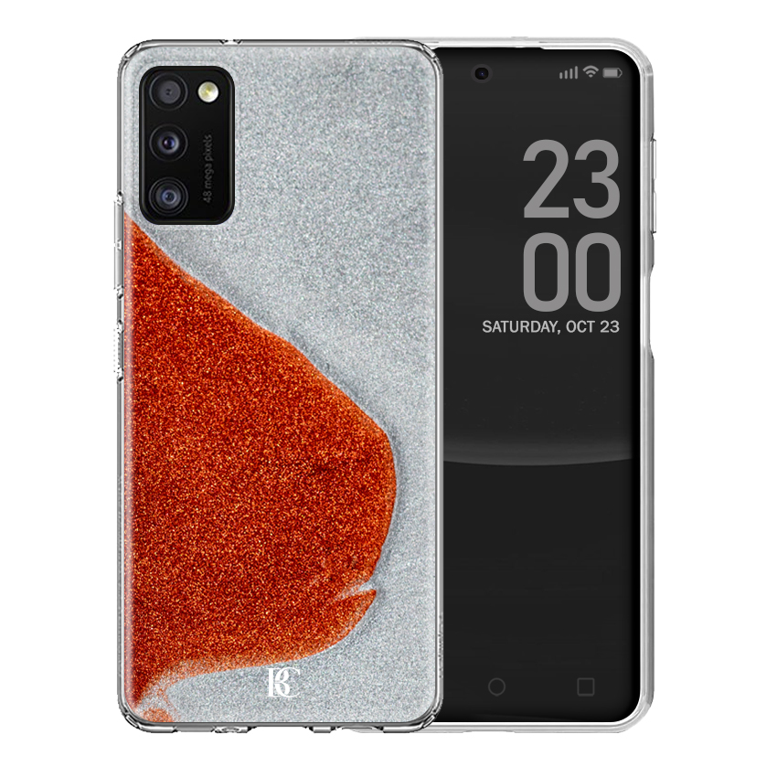 Θήκη Σιλικόνης Samsung Galaxy A41 Glitter Gray Orange