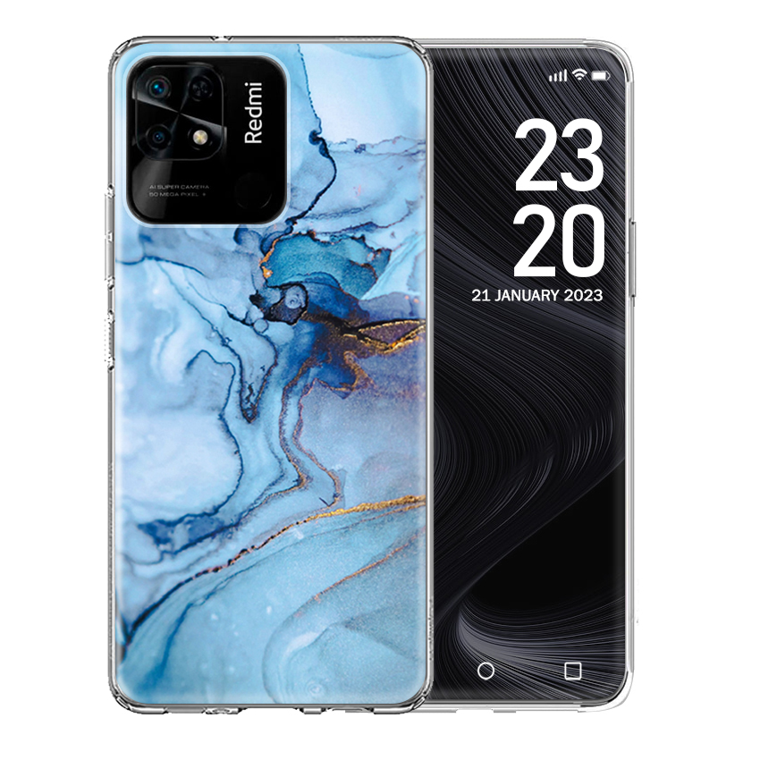 Θήκη Back Cover Xiaomi Redmi 10C Marble Blue Gold