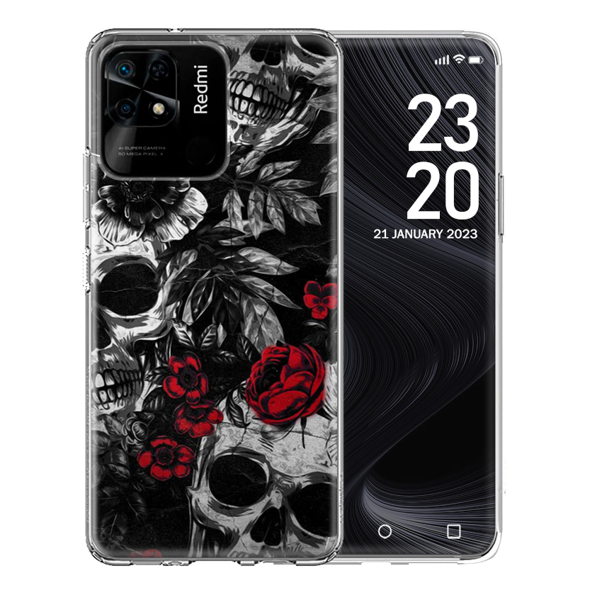 Θήκη Back Cover Xiaomi Redmi 10C Skull Flowers