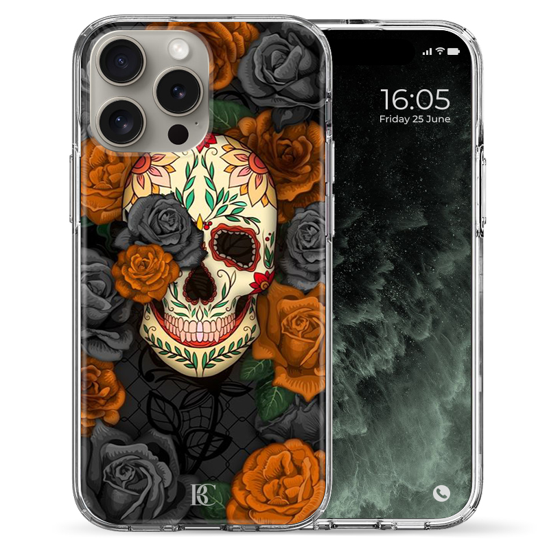 Θήκη Back Cover Apple iPhone Apple iPhone 15 Pro Max Skull Flowers S 1.png